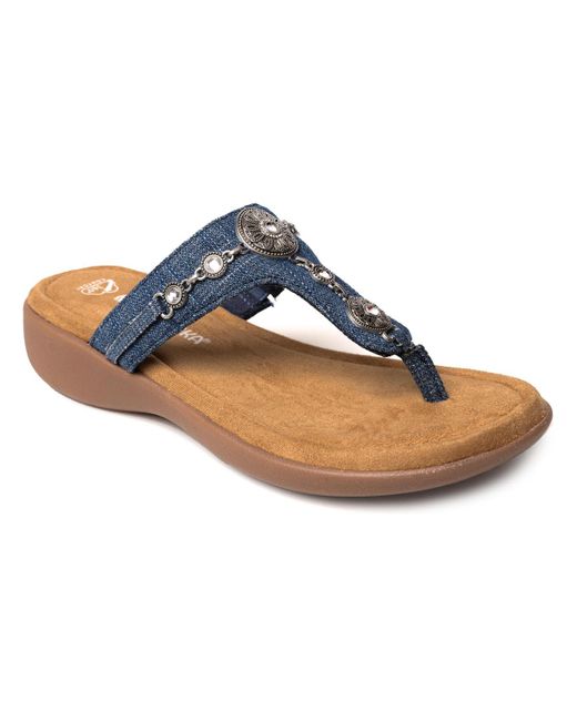Minnetonka Blue Brecca Embellished Thong Sandals