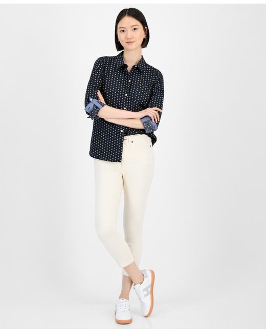 Tommy Hilfiger Black Cotton Foulard Button-front Shirt
