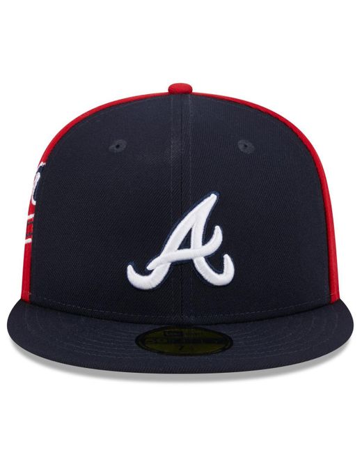 KTZ Blue Navy/red Atlanta Braves Gameday Sideswipe 59fifty Fitted Hat for men