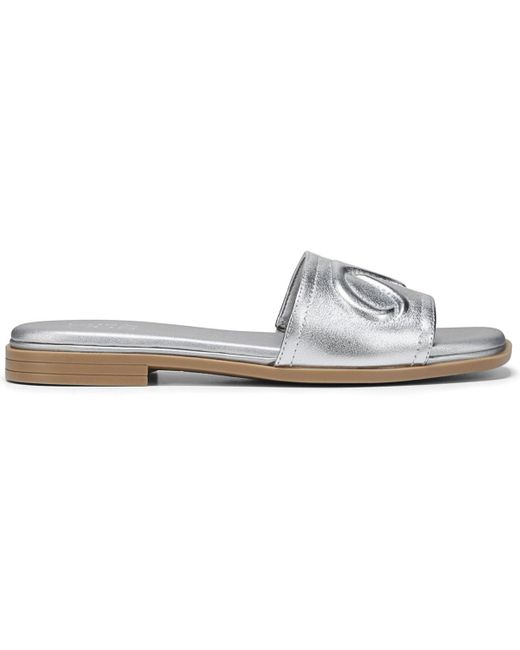 Naturalizer White Genevieve Open Square Toe Slide Sandals