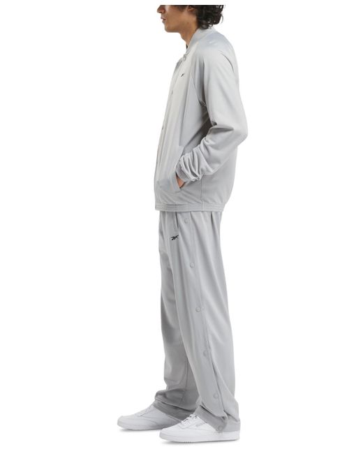 Reebok Gray Regular-fit Snap-front Basketball Jacket for men