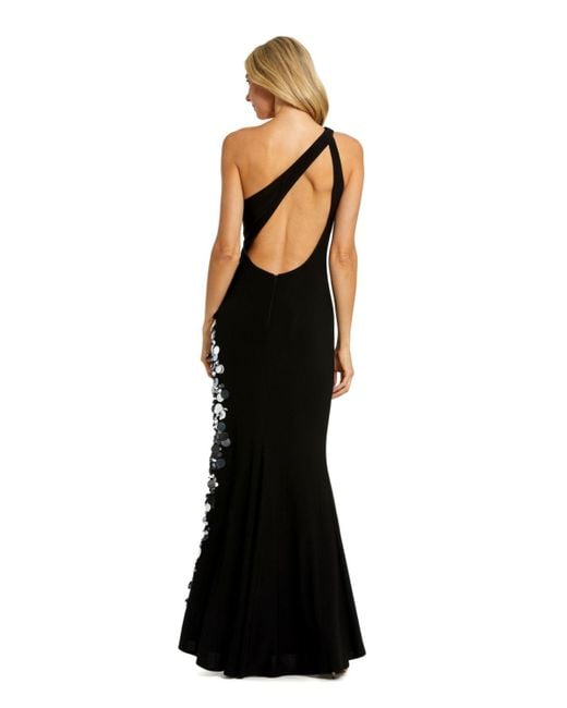 Mac Duggal Black One Shoulder Keyhole Gown