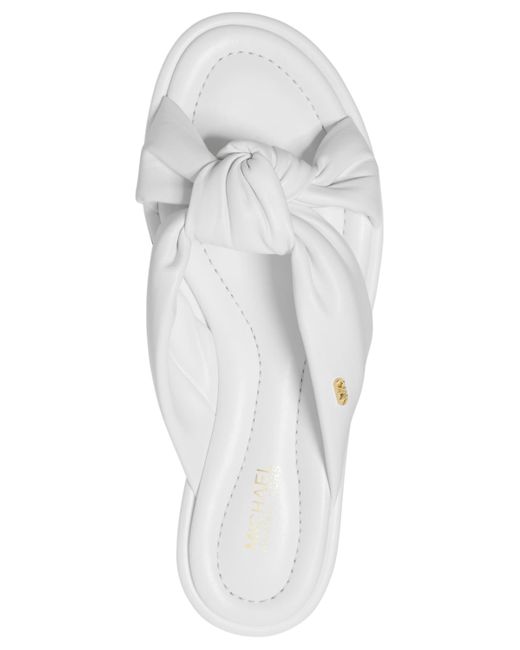 Michael Kors White Michael Mmk Elena Slip-on Knotted Slide Sandals