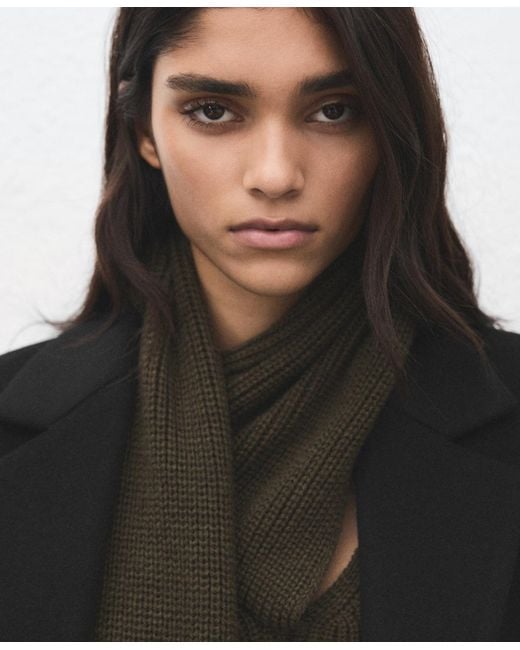 Mango Black Double-breasted Wool Blend Coat