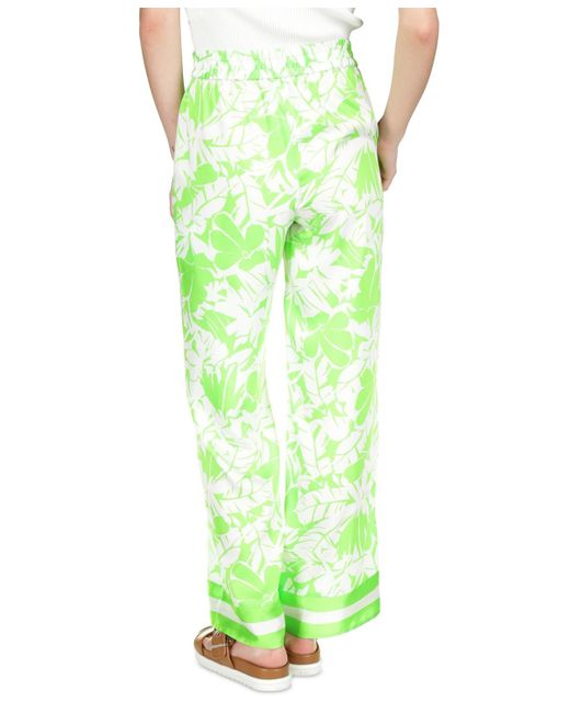 Michael Kors Green Michael Petite Palm-print Lush Pull-on Pants