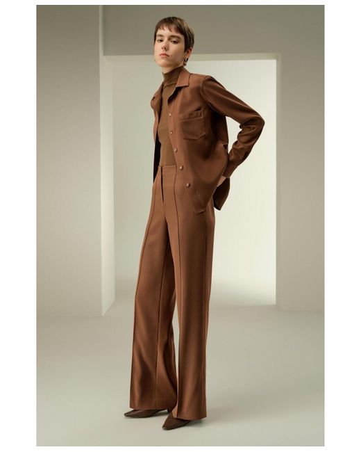 LILYSILK Brown Basic Silk Spread Collar Shirt