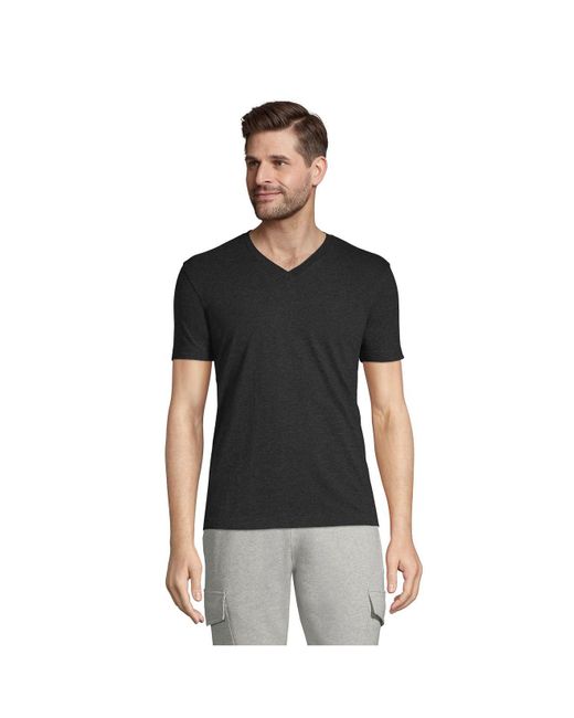 Lands' End Tall Supert Short Sleeve Vneck Tshirt in Black for Men Lyst
