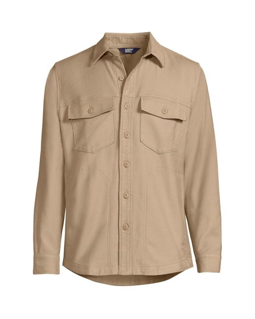 Lands' End Natural Long Sleeve French Terry Shirt Jacket for men