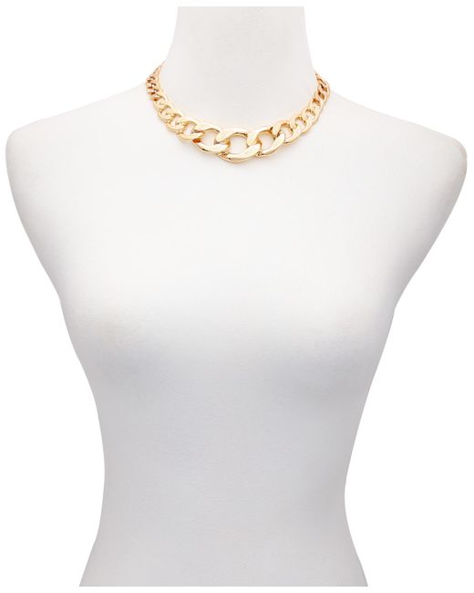 Guess Metallic Tone Logo-detail Graduated Chunky Curb Chain Statement Necklace