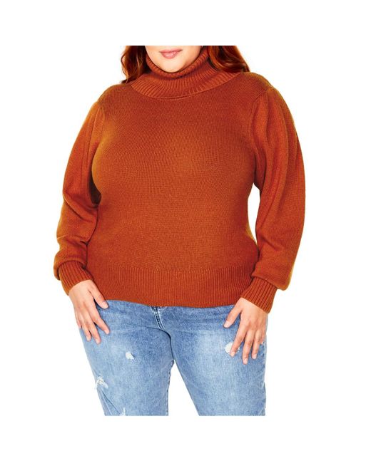 City Chic Orange Plus Size Softly Sweet Sweater