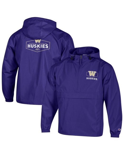 Champion Blue Washington Huskies Delay Packable Half-zip Jacket for men