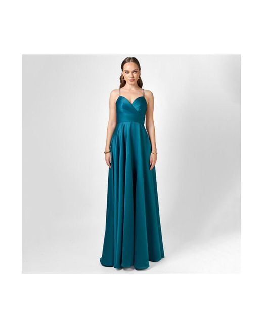 Bariano Blue Hanna Open Back A Line Gown