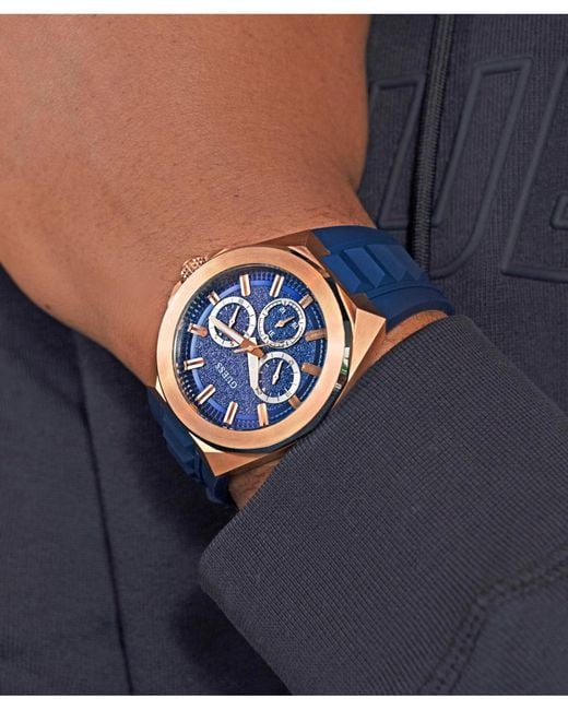 Guess Blue Multi-function Silicone Watch 46mm for men