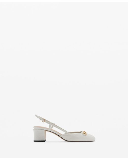 Mango White Link Detail Heeled Shoes
