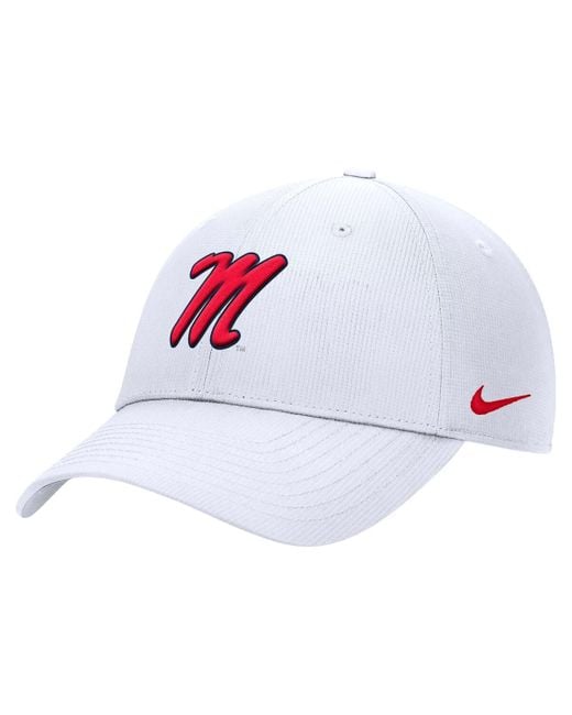 Nike White Ole Miss Rebels 2025 On-field Club Performance Adjustable Hat