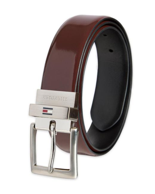 Tommy Hilfiger Brown Two-in-one Reversible Leather Dress Belt for men