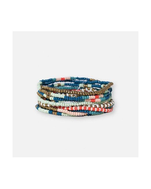 INK+ALLOY White Ink + Alloy Sage 10 Stranded Beaded Stackable Stretch Bracelets