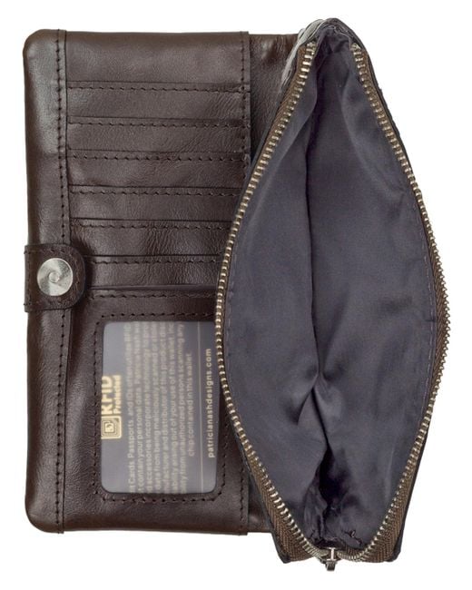 Patricia Nash Black Prassa Bark Leaves Textured Wallet