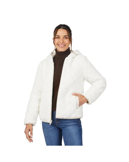 Free Country White Hooded Cirrus Quilted Reversible Jacket