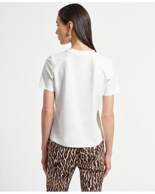 Isaac Mizrahi New York White Crewneck Graphic Top