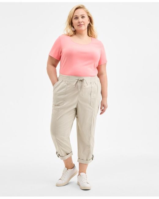 Style & Co. Pink Plus Size D-ring Cuffed Capri Pants