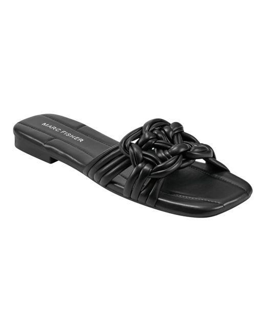 Marc Fisher Black Lartie Slip-on Casual Flat Sandals