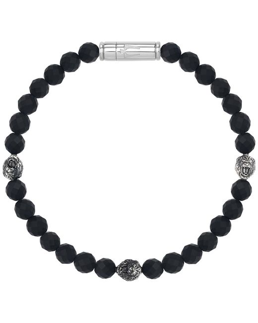 Bulova Black Marc Anthony Onyx & Lion Beaded Bracelet for men