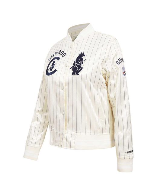 Pro Standard White Chicago Cubs Cooperstown Collection Pinstripe Retro Classic Full-button Satin Jacket for men