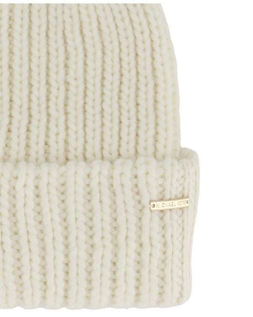 Michael Kors White Michael Diamond Cuff Beanie