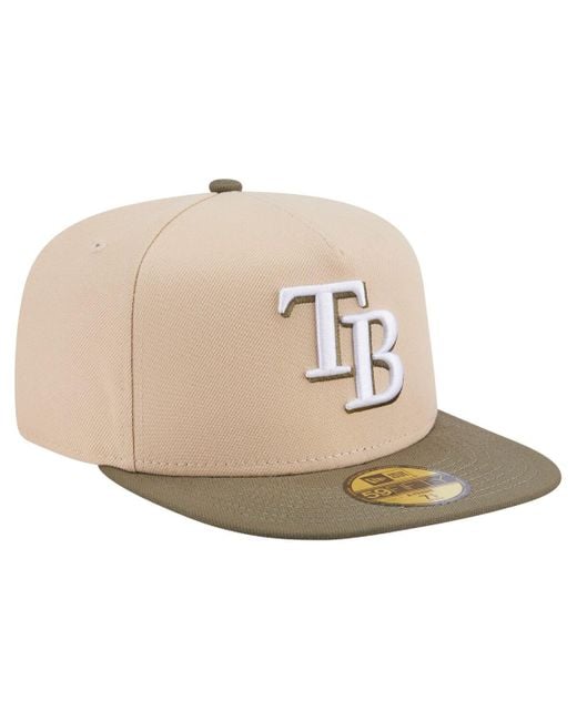KTZ Natural Light Beige/olive Tampa Bay Rays Two-tone Color Pack A-frame 59fifty Fitted Hat