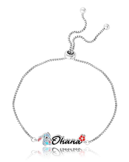 Disney Metallic Lilo And Stitch Silver Plated Ohana Lariat Bracelet