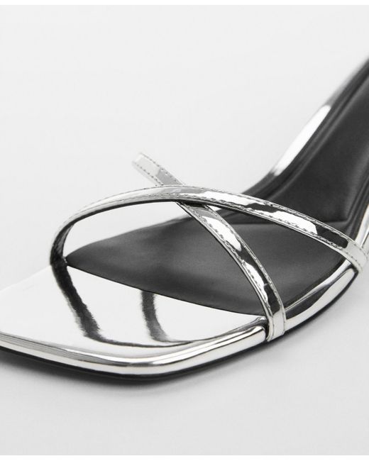 Mango Gray Metallic Strap Sandals