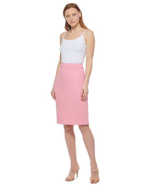 DKNY Pink Petite High-waisted Pencil Skirt