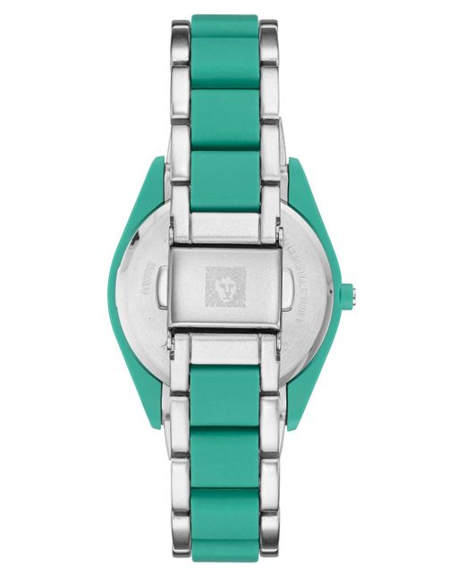 Anne Klein Silver-tone And Pastel Green Solar Ocean Work Plastic Bracelet Watch