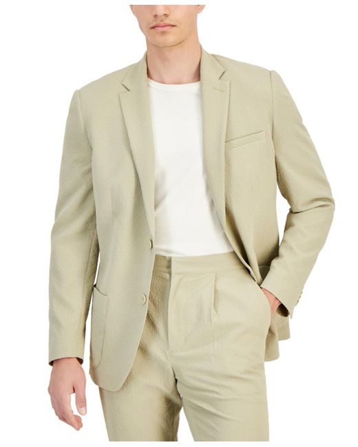 Alfani Natural Classic-fit Textured Seersucker Suit Jacket for men