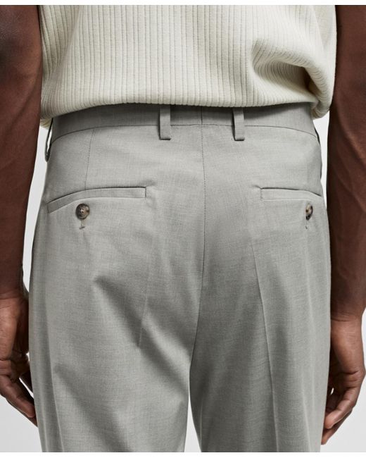 Mango Gray Stretch Fabric Super Slim-fit Suit Pants for men