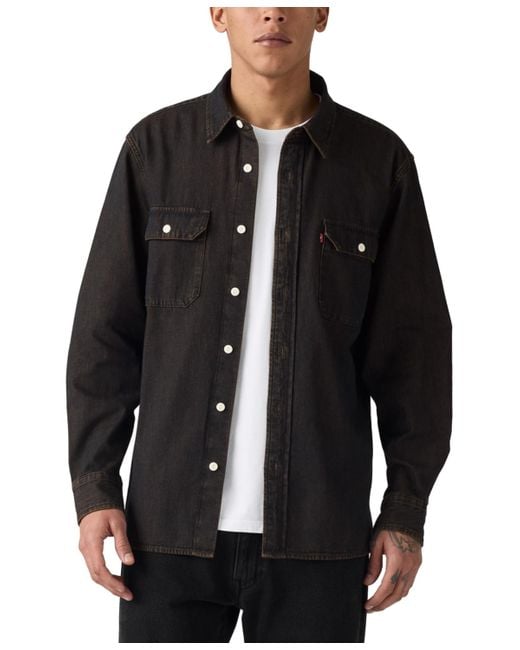 Levi's Black Relaxed Fit Long Sleeve Button Front Worker Shirt for men