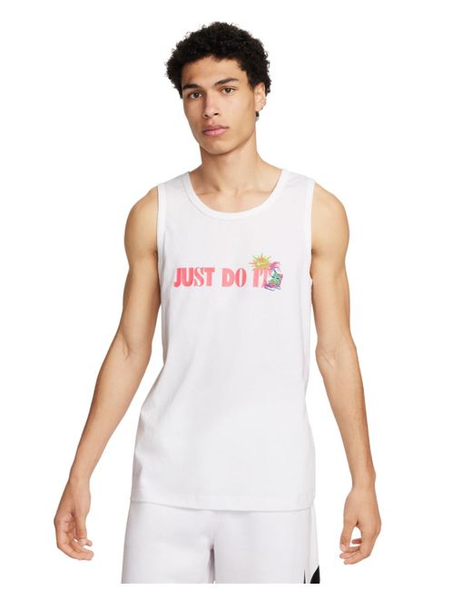 Nike White Sportswear Club Classic-fit Graphic Tank for men
