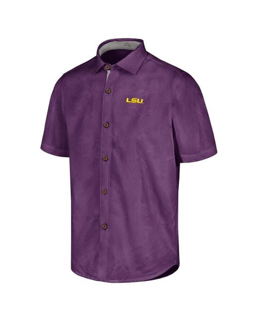 Tommy Bahama Purple Lsu Tigers Sport Coconut Point Palm Vista Islandzone Button-up Shirt for men