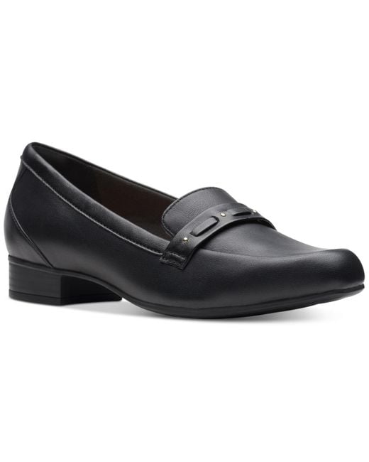 Clarks Juliet Bay Woven-strap Loafer Flats in Black | Lyst