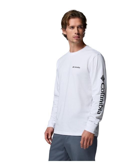 Columbia White Fundamental Graphic Long-sleeve T-shirt for men