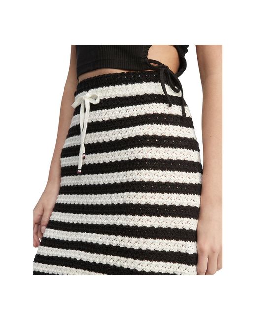 Tommy Hilfiger Black Crochet Striped Skirt