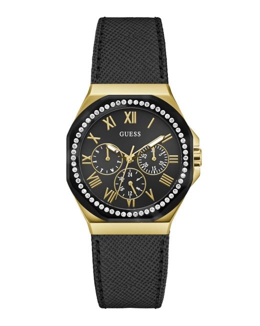 Guess Gray Multi-function Leather Watch 36mm