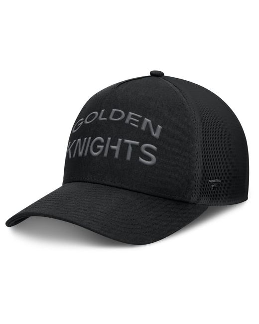 Fanatics Black Vegas Golden Knights Authentic Pro Road Stack Text A-frame Adjustable Hat for men