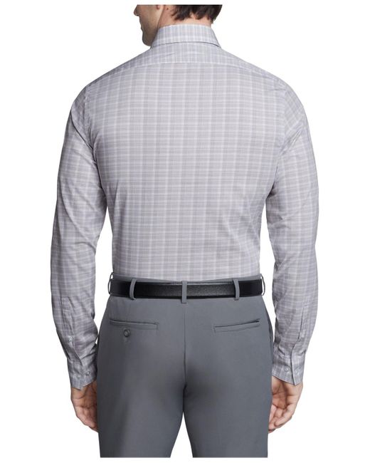 Calvin Klein Steel Plus Slim Fit Stretch Wrinkle Free Dress Shirt in Gray  for Men | Lyst