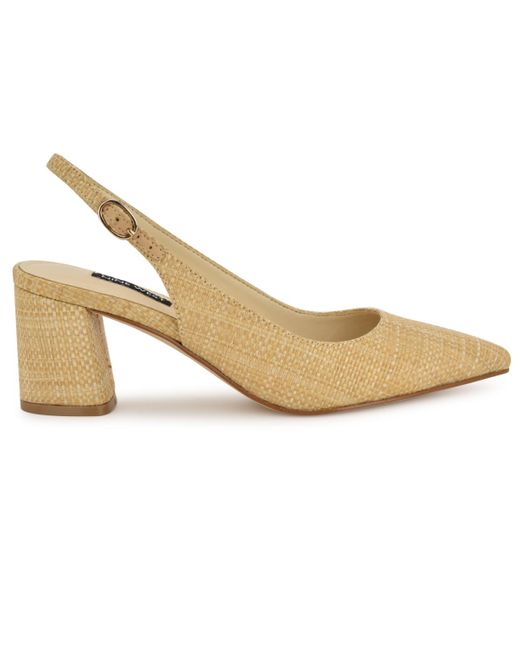 Nine West Metallic Kamsee Block Heel Slingback Pumps