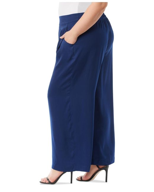 Jessica Simpson Blue Trendy Plus Size Winnie Wide-leg Pants