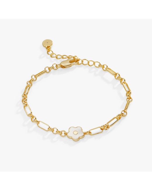 ALEX AND ANI Metallic Mother Of Pearl Daisy Charm Chain Bracelet
