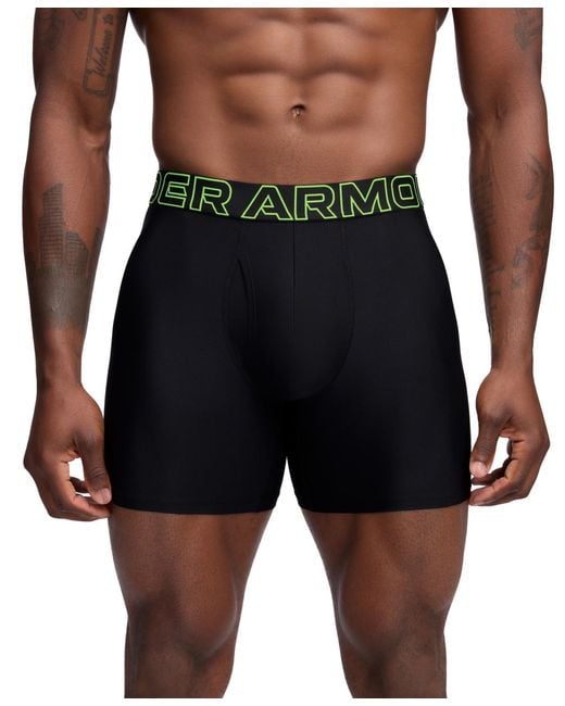 Under Armour Black Performance Tech Mesh Solid 6" Boxer Briefs for men