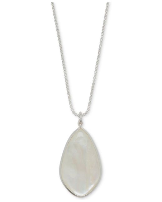 Lucky Brand White Colored Stone Pendant Necklace